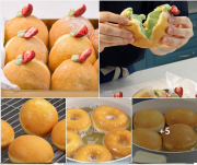 Matcha cream filled Donuts - Bánh Donuts kem Matcha.