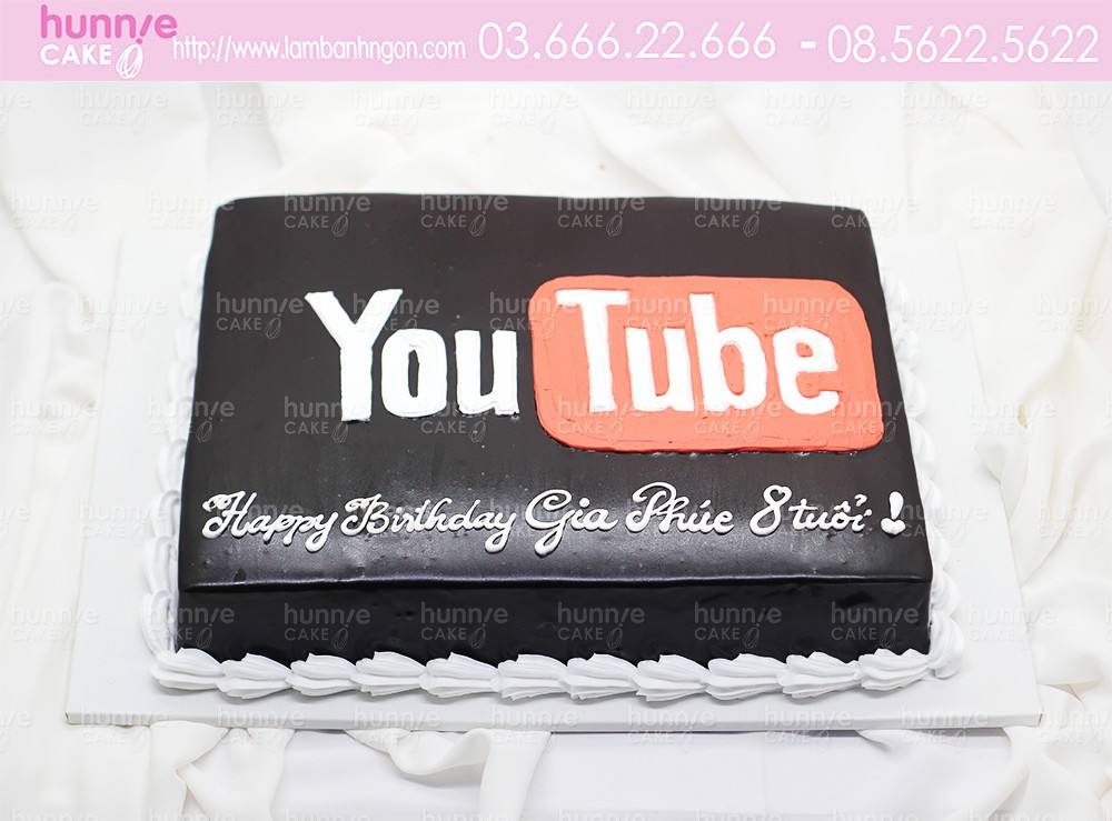 Bánh Kem Sinh Nhật Logo Youtube Tạo Hình 3D Theo Yêu Cầu