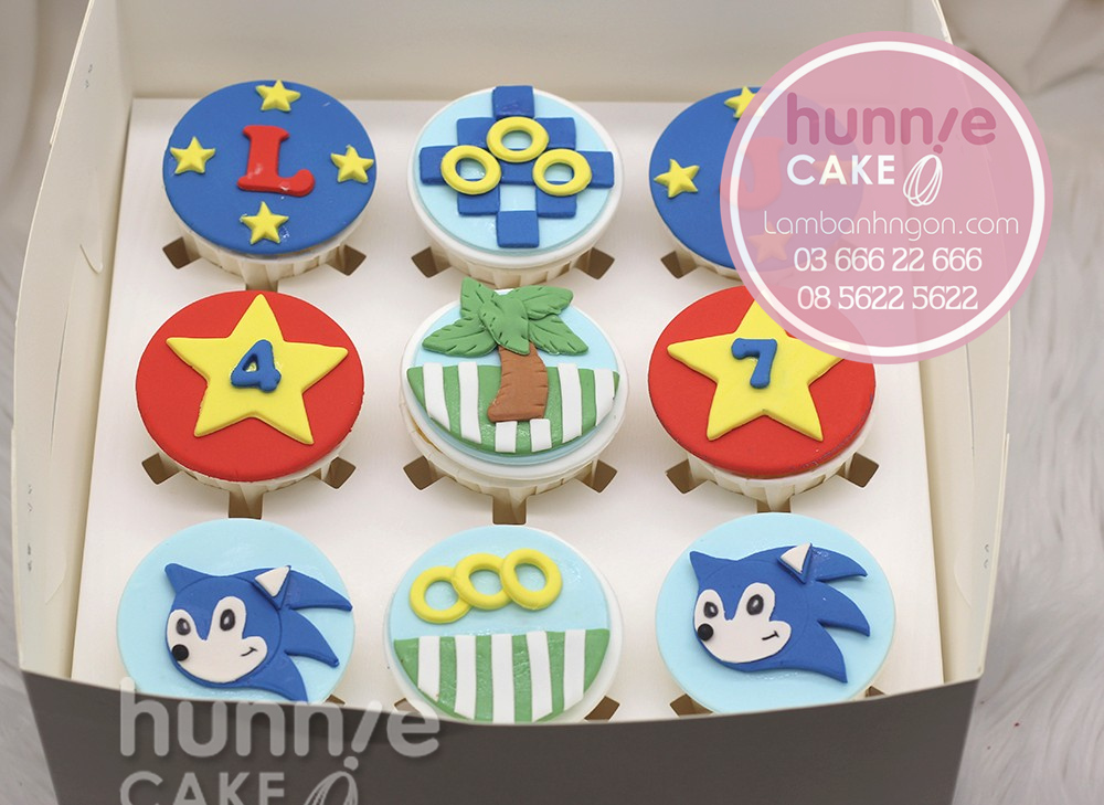 Bánh cupcake sinh nhật nhím sóc sonic the hedgehog siêu ngầu tặng bé trai 9657 - Bánh ngon đẹp