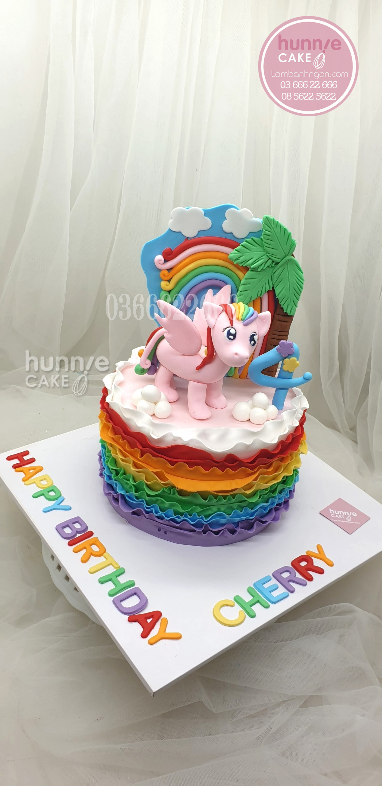 Bánh fondant sinh nhật ngựa pony, unicorn hồng đẹp nhất 10125 - Bánh ngon đẹp
