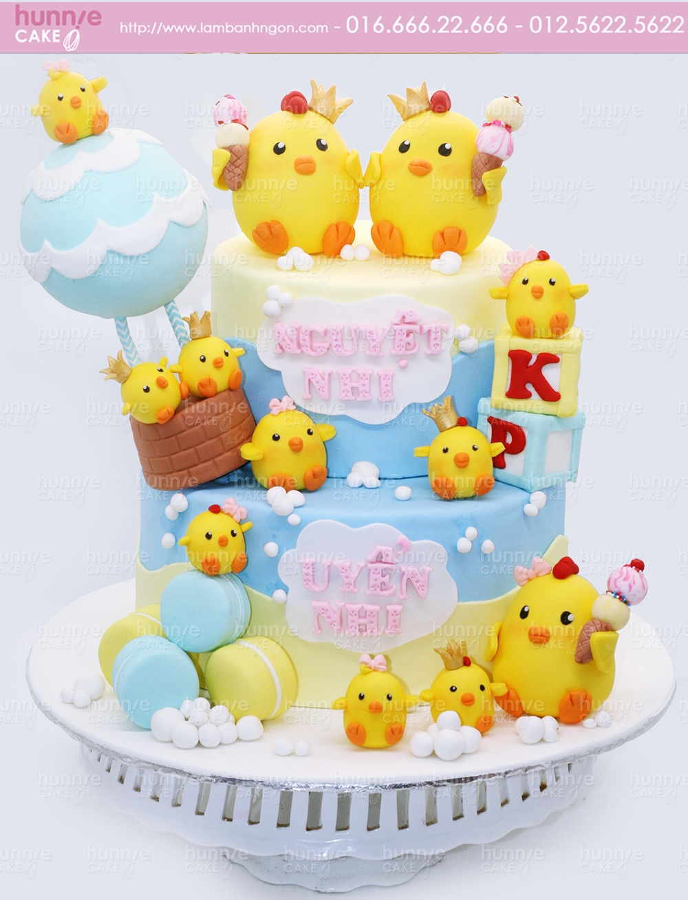 Bánh gato sinh nhật cho bé gái 1 tuổi màu hồng đáng yêu, dễ thương nhất  7316 - Bánh fondant