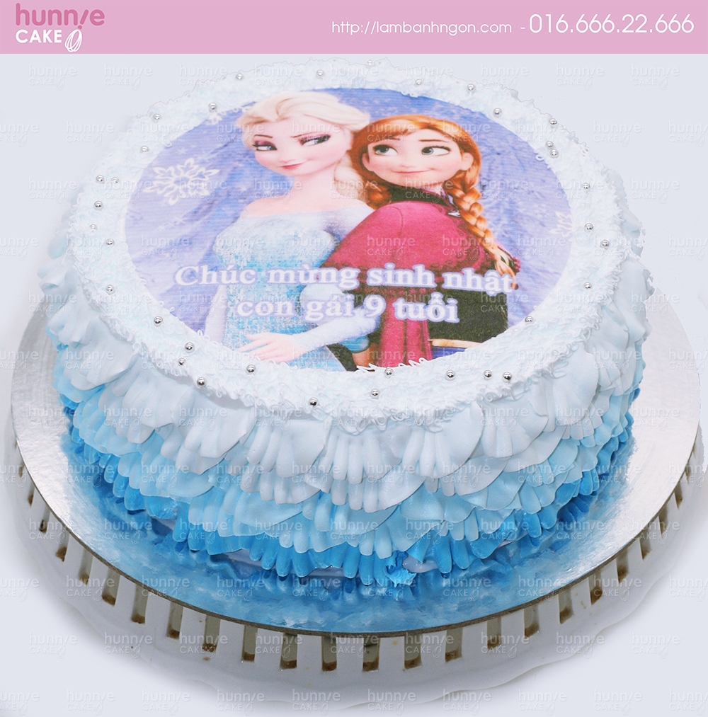 Bánh gato sinh nhật chủ đề nữ hoàng băng giá Elsa và Anna 4978 - Bánh ngon đẹp