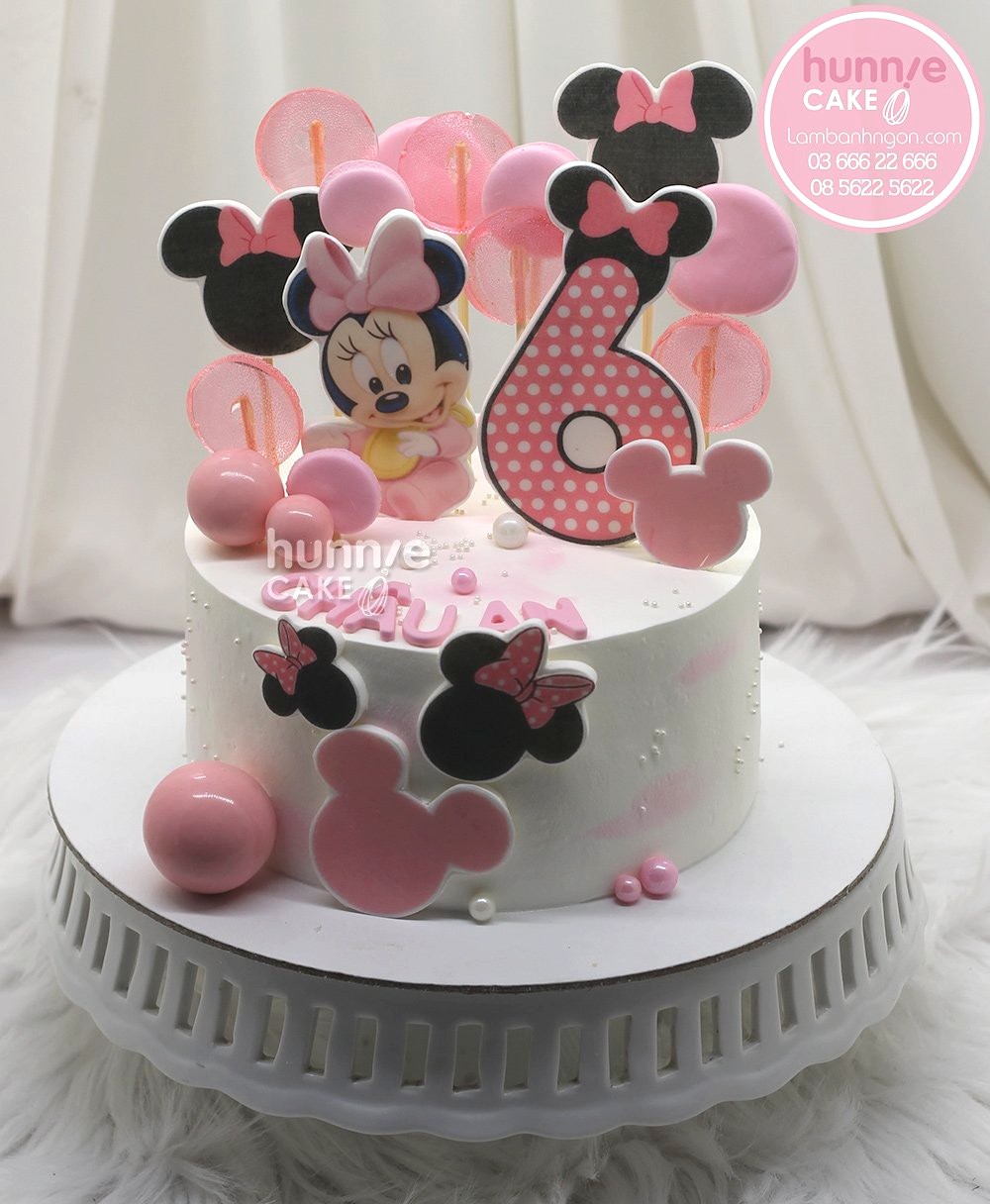 Bánh gato sinh nhật chuột Minnie hồng siêu đáng yêu cho bé gái 9272 - Bánh ngon đẹp