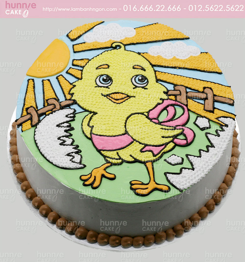 Bánh gato sinh nhật con gà con cute chào thế giới 4189 - Bánh sinh ...