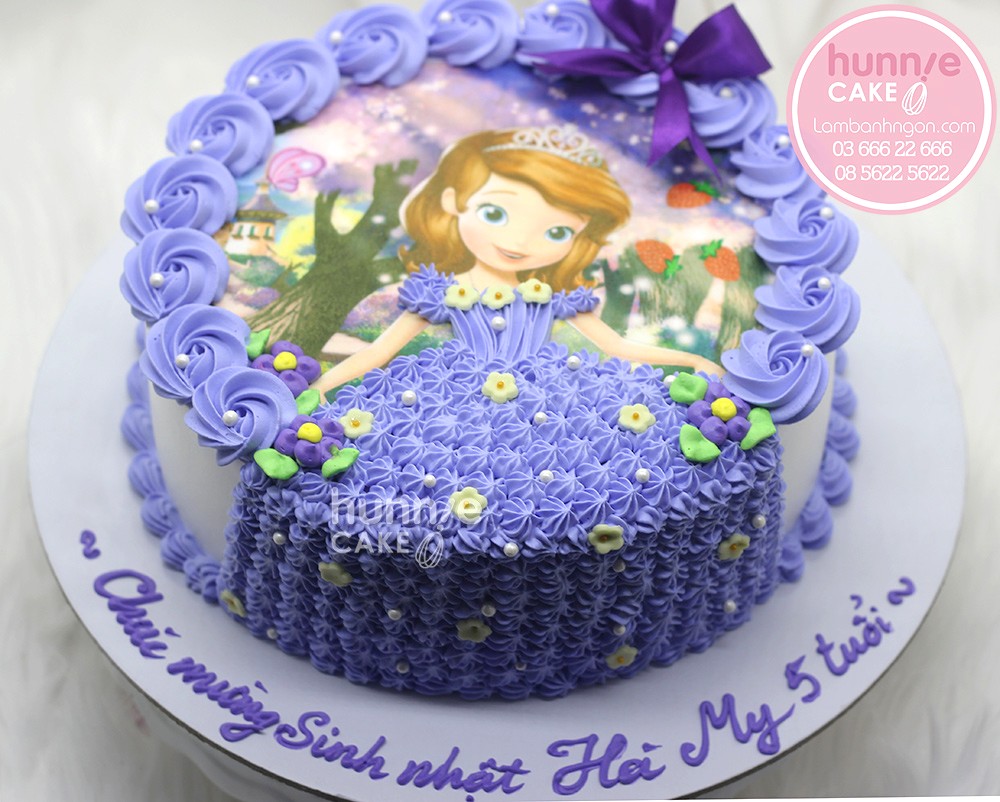 Bánh gato sinh nhật công chúa Sofia in hình màu tím tặng bé gái 9018 - Bánh ngon đẹp