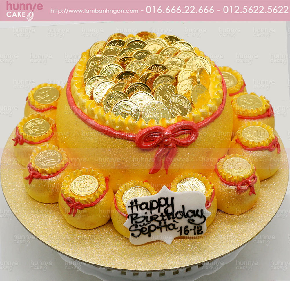Bánh gato sinh nhật, kỷ niệm tạo hình hũ vàng lấp lánh tặng nhau tuổi mới tài lộc đầy nhà 4082 - Bánh ngon đẹp