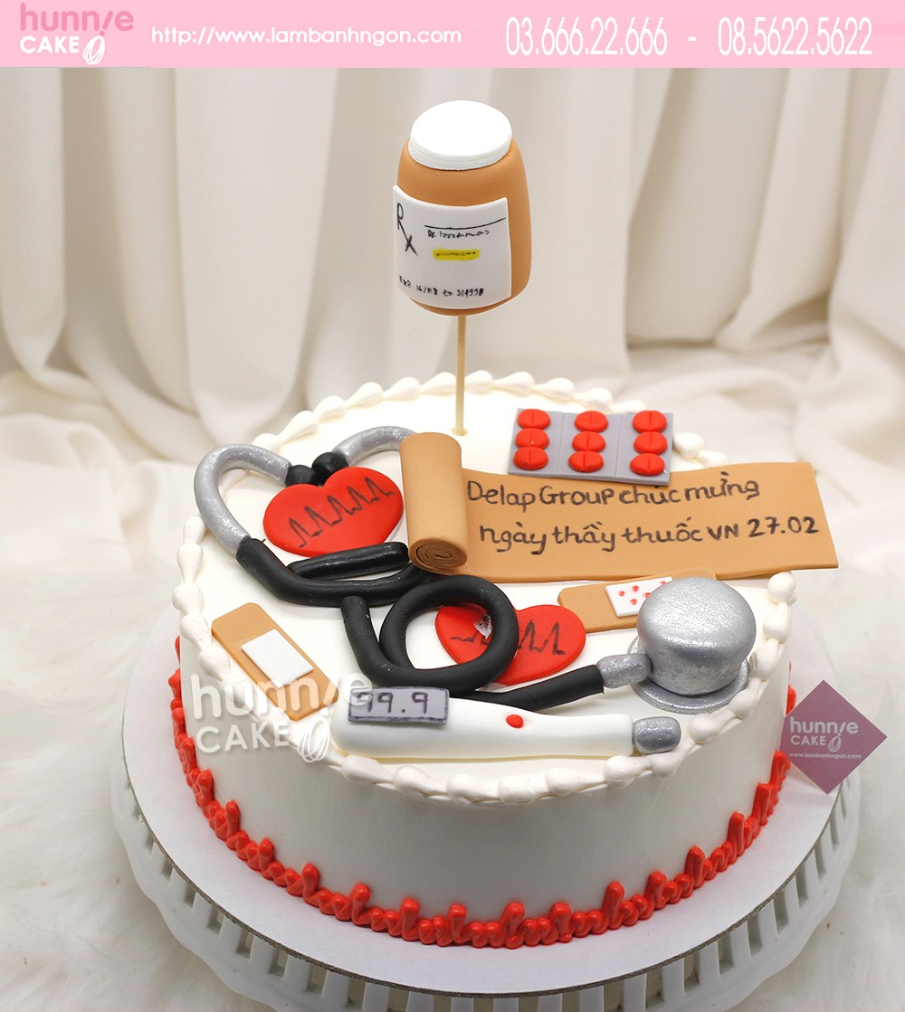 Bánh gato sinh nhật tặng Y sĩ, Bác sĩ, y tá ngày thầy thuốc Việt Nam 8090 - Bánh ngon đẹp