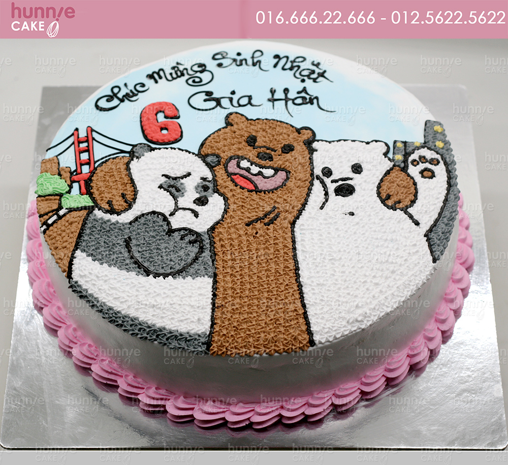 Bánh gato sinh nhật vẽ hình Chúng tôi đơn giản là gấu We Bare Bears 4412 - Bánh  sinh nhật, kỷ niệm