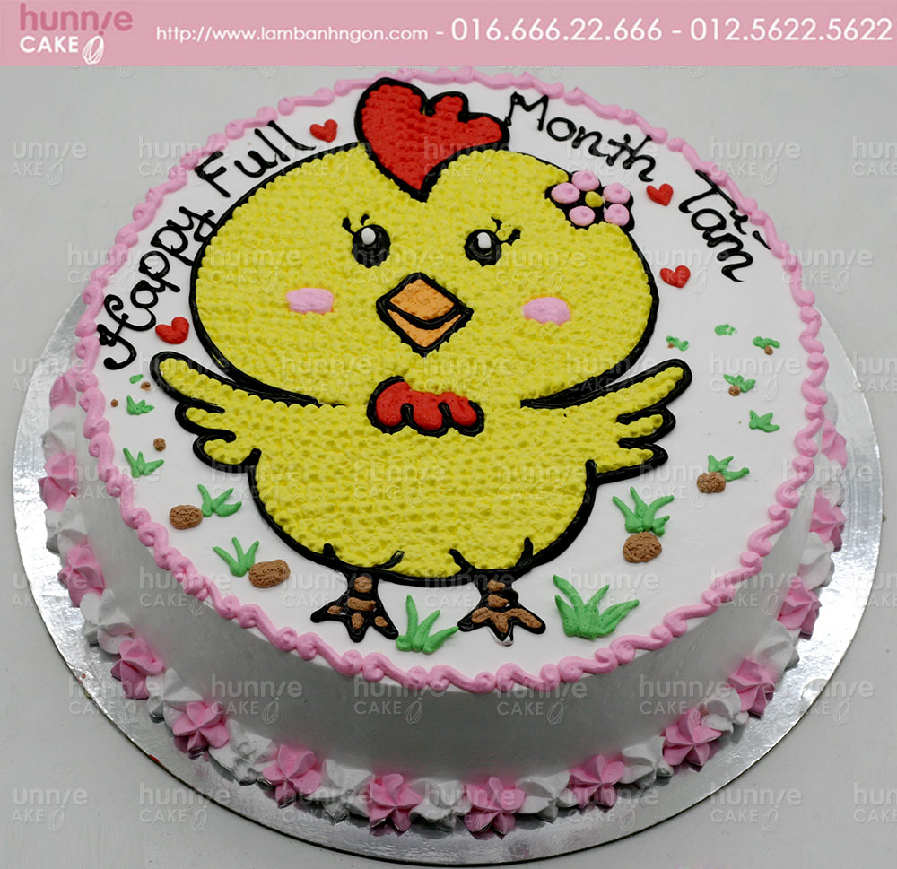 Bánh gato sinh nhật vẽ hình con gà con giang tay tập đi 3996 - Bánh sinh  nhật, kỷ niệm