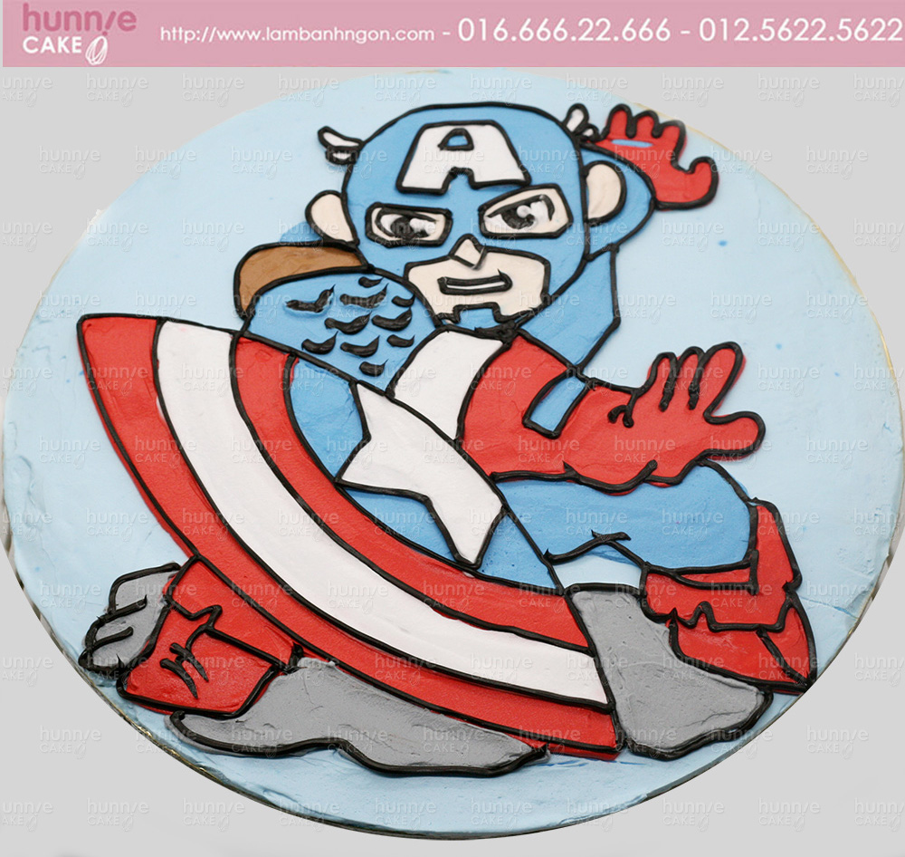 Bánh Gato Sinh Nhật Vẽ Hình Siêu Nhân Anh Hùng Đội Trưởng Mỹ, Captain  America Công Phá 4625 - Bánh Sinh Nhật, Kỷ Niệm