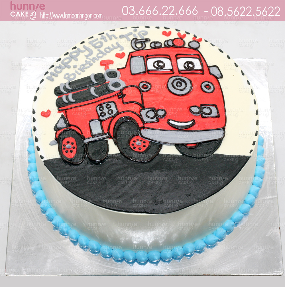 Bánh gato sinh nhật xe ô tô cứu hỏa thiện nghệ tặng bé trai  5029 - Bánh ngon đẹp
