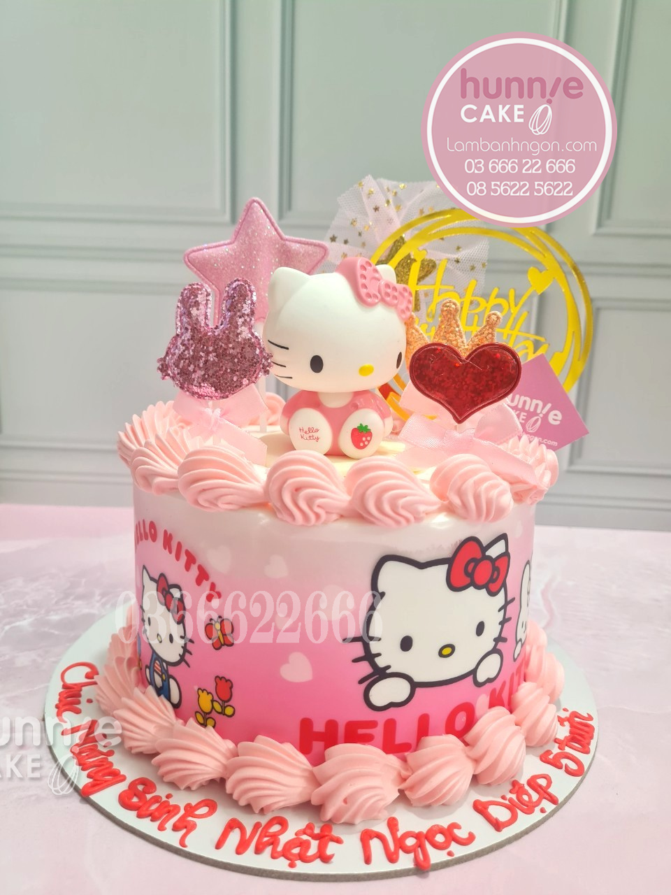 Bánh Hello Kitty sinh nhật màu hồng đẹp nổi bật tặng bé gái 10800 - Bánh ngon đẹp