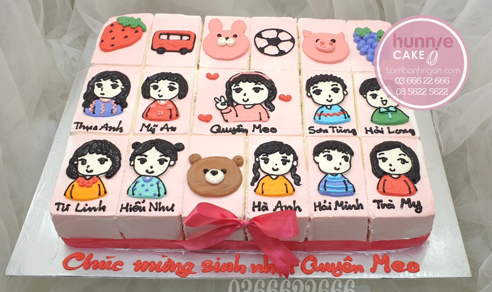 Bánh sinh nhật chia miếng hình bé gái dành tổ chức sinh nhật tại lớp 10150 - Bánh ngon đẹp