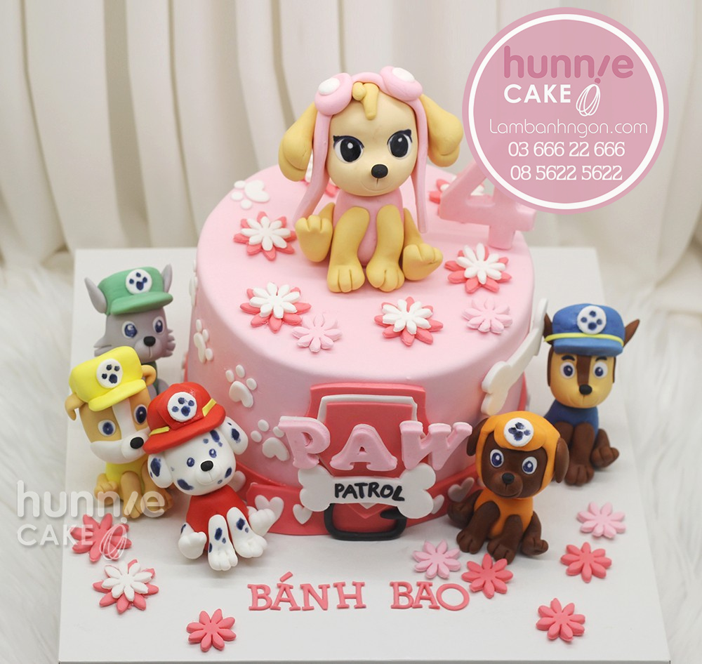 Bánh sinh nhật paw patrol chó cứu hộ hồng đẹp nhất tặng bé gái 9403 - Bánh ngon đẹp