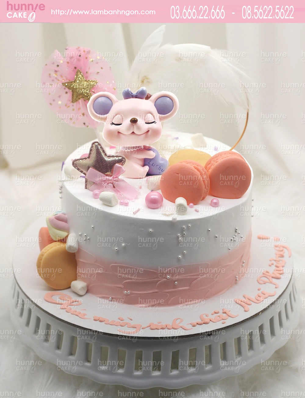 Bánh sinh nhật chuột hồng đáng yêu tặng bé gái tuổi tí 7234 - Bánh ngon đẹp