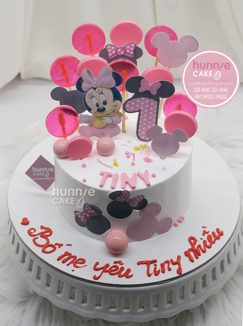 Bánh sinh nhật chuột Minnie hồng đẹp siêu đáng yêu tặng bé gái 9236 - Bánh ngon đẹp