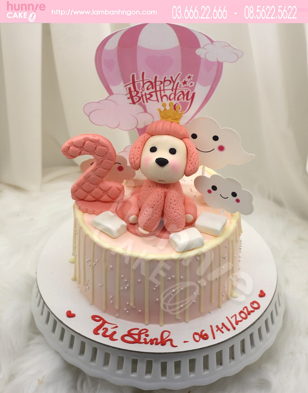 Bánh sinh nhật con chó hồng đẹp tặng sinh nhật bé gái 7720 - Bánh ngon đẹp