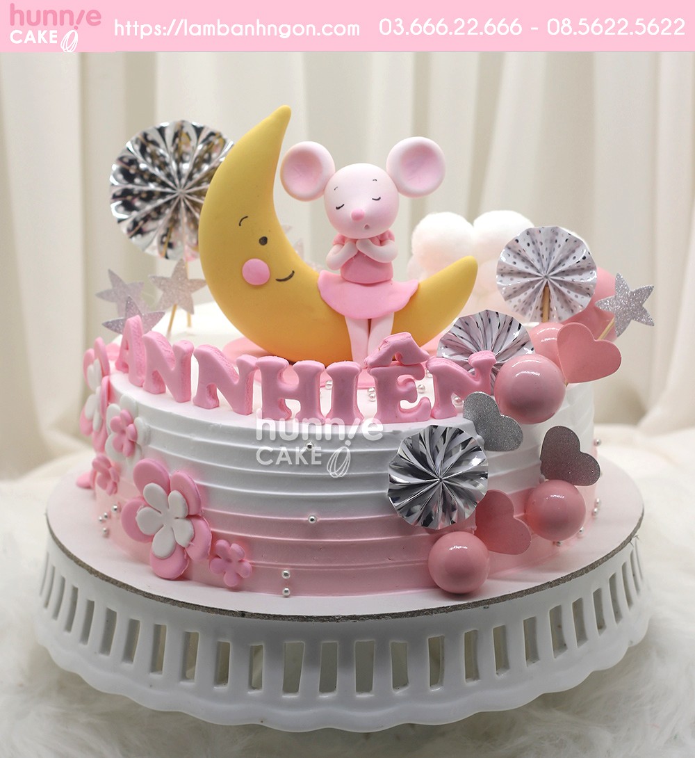 Bánh sinh nhật con chuột ngộ nghĩnh đáng yêu nhất dành tặng bé gái tuổi Tý 8405 - Bánh ngon đẹp