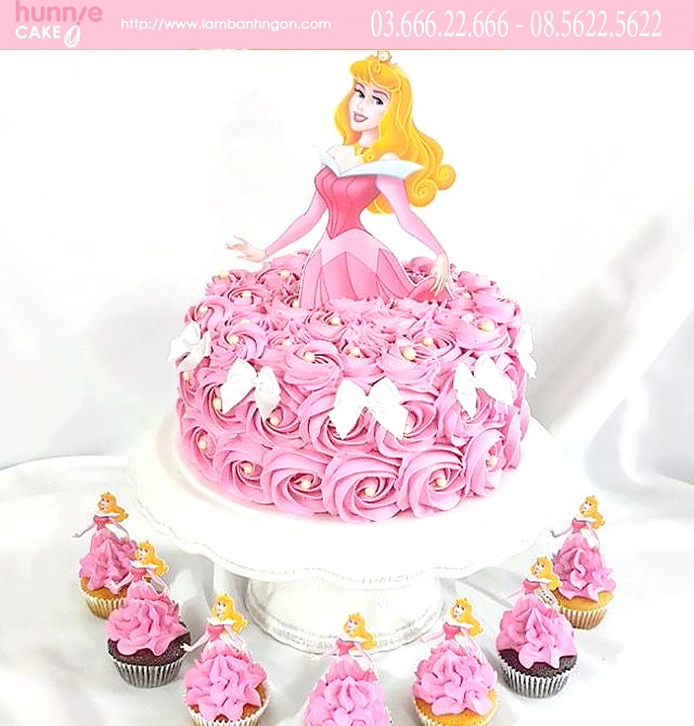Bánh kem màu hồng 2 tầng hình nàng công chúa xinh đẹp mừng sinh nhật bé gái  5 tuổi - Bánh Thiên Thần : Chuyên nhận đặt bánh sinh nhật theo mẫu