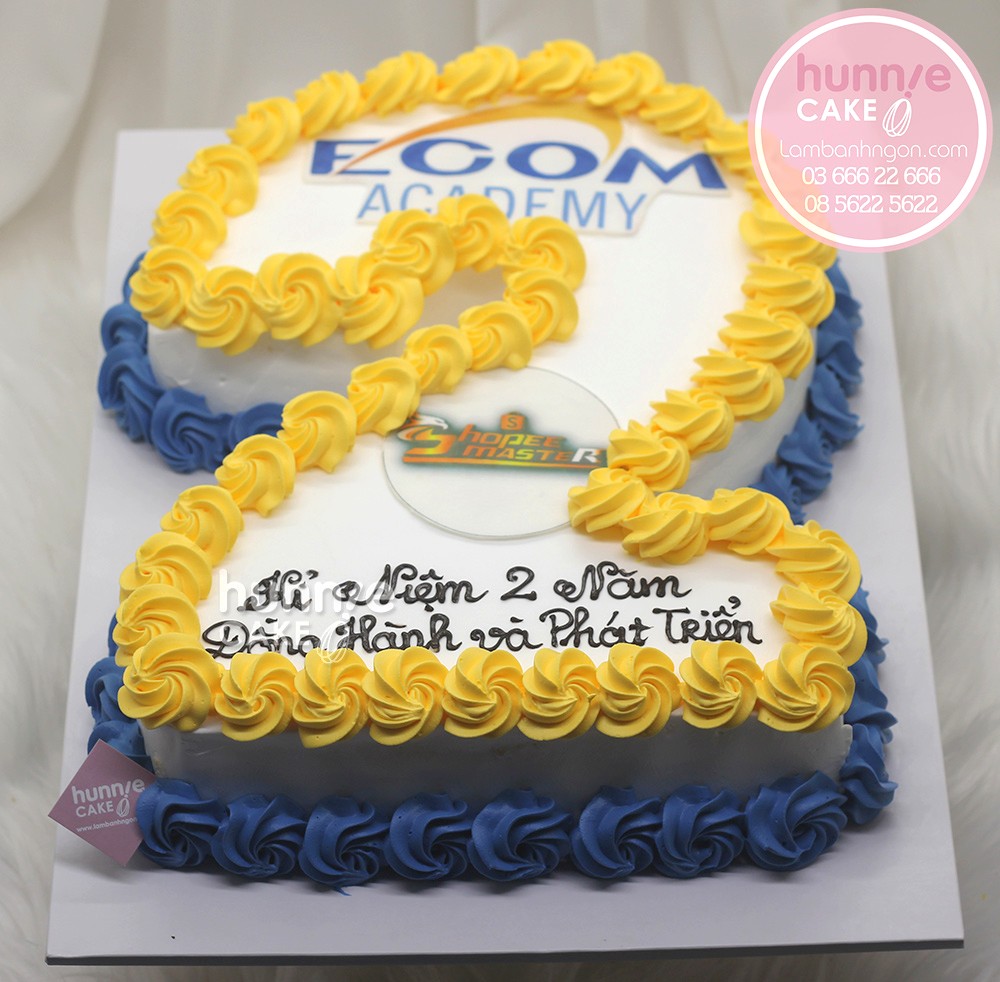 Bánh sinh nhật hình số 2 với logo công ty đẹp sang trọng mừng ...