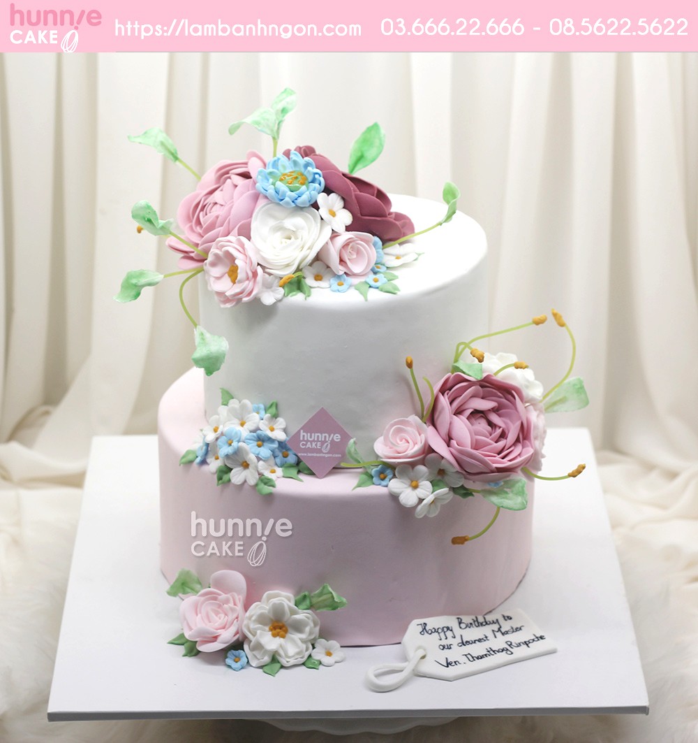 Bánh hai tầng hoa hồng lãng mạn đẹp ấn tượng tặng sinh nhật bạn gái 8528 - Bánh ngon đẹp