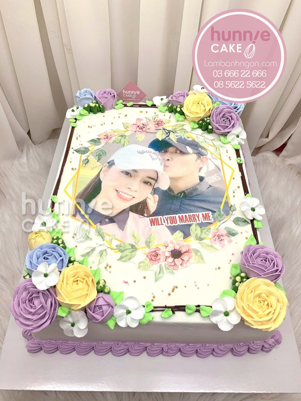 Bánh sinh nhật in ảnh cặp đôi hạnh phúc - cầu hôn đẹp 9643 - Bánh ngon đẹp