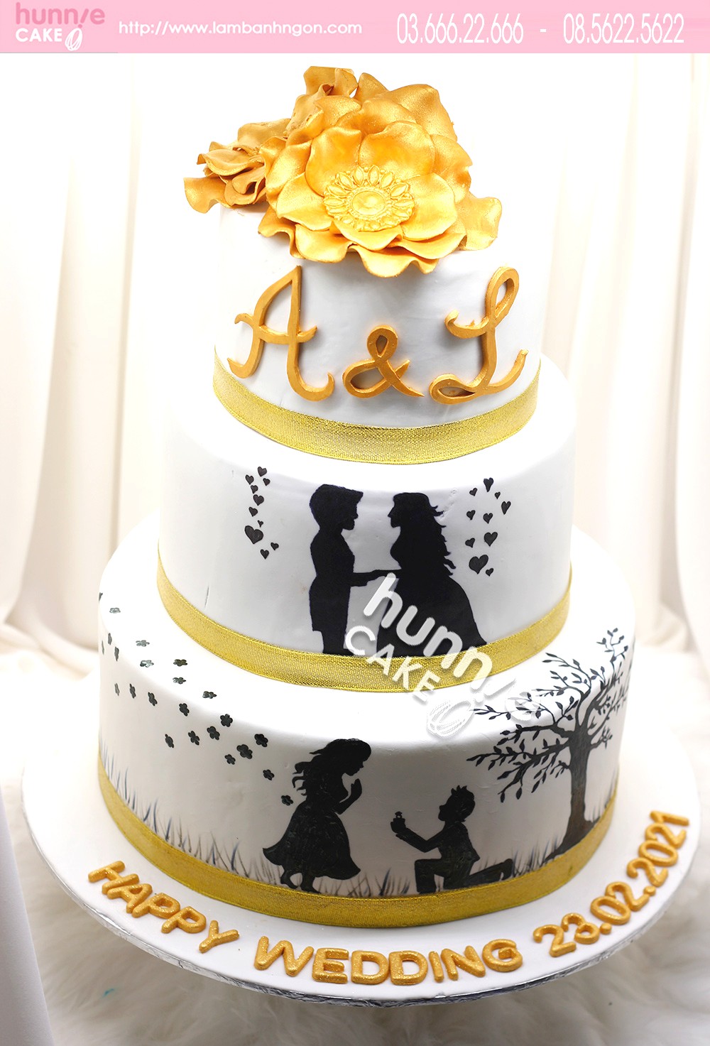 Bánh 3 tầng sinh nhật kỷ niệm ngày cưới đẹp 8055 - Bánh ngon đẹp