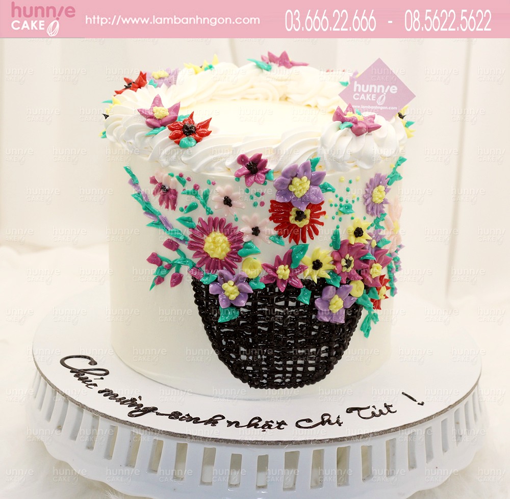 Bánh sinh nhật kem whipping lẵng hoa đẹp ấn tượng 7024 - Bánh ngon đẹp