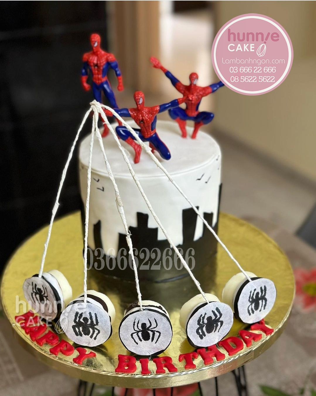 Bánh sinh nhật lửa tạo hình siêu nhân người nhện spider man tặng bé trai 10490 - Bánh ngon đẹp