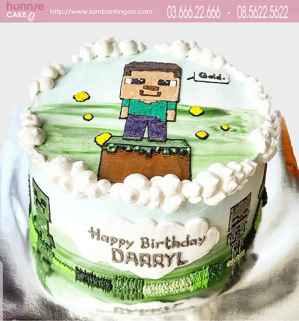 Bánh sinh nhật fondant hình kiếm sắt Minecraft