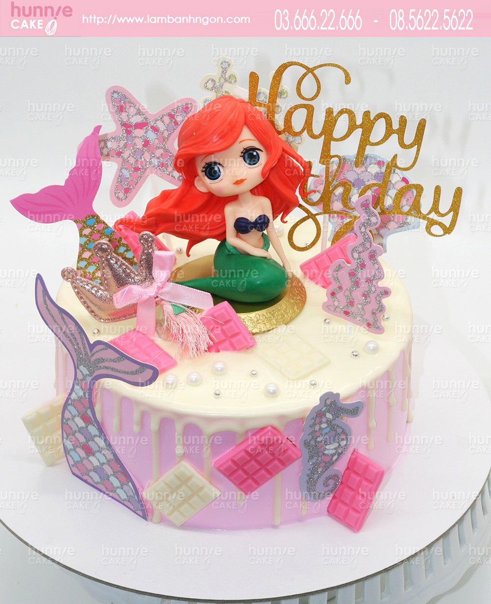 Bánh sinh nhật in hình nàng tiên cá và sinh vật biển đẹp lạ tặng bé gái   Bánh Kem Ngộ Nghĩnh