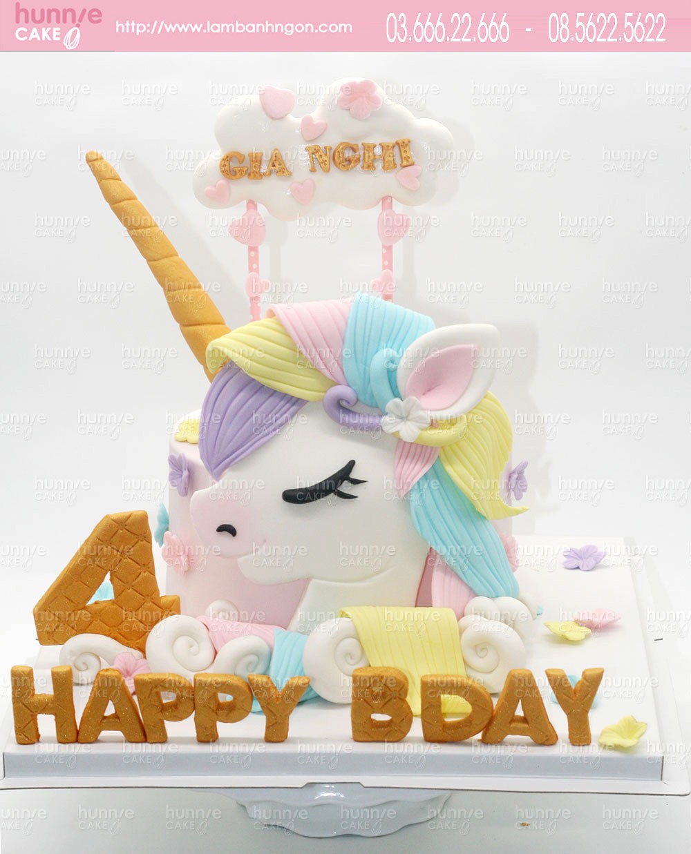 Bánh sinh nhật ngựa 1 sừng unicorn thần tiên đẹp nhất tặng bé gái 7742 - Bánh ngon đẹp