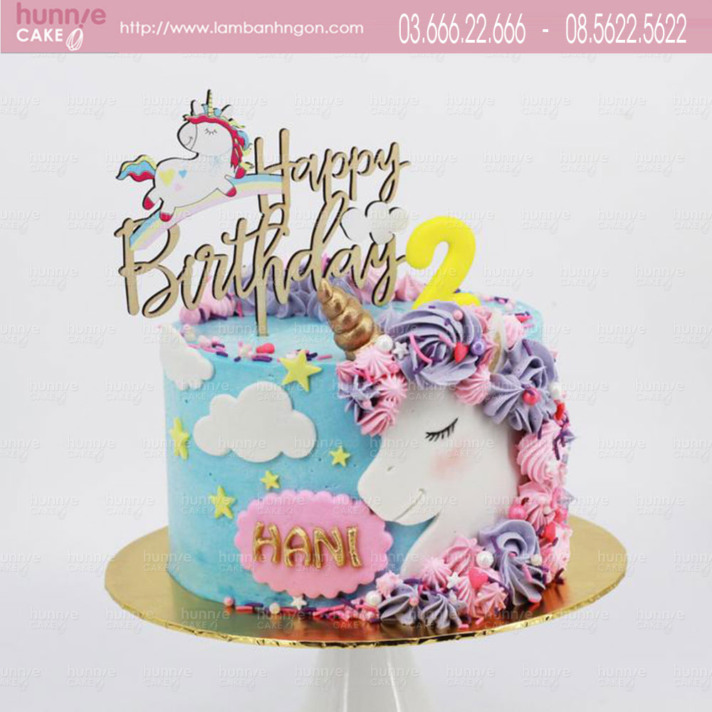 Bánh sinh nhật ngựa 1 sừng unicorn đẹp sắc màu tặng sinh nhât bé gái 7370 - Bánh ngon đẹp