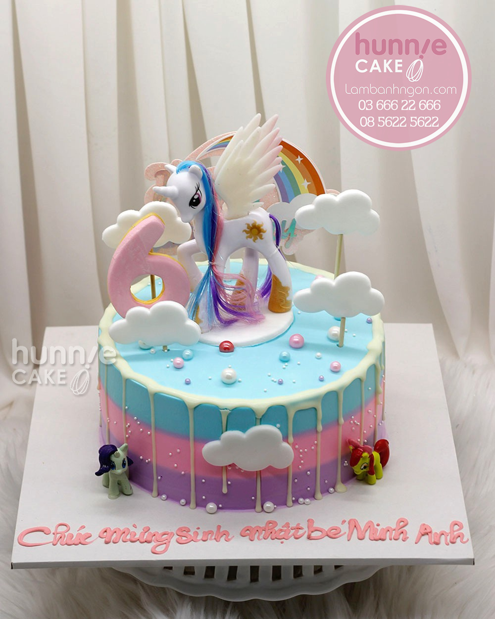 Bánh sinh nhật ngựa Pony sắc màu cầu vồng tặng bé gái 9450 - Bánh ngon đẹp