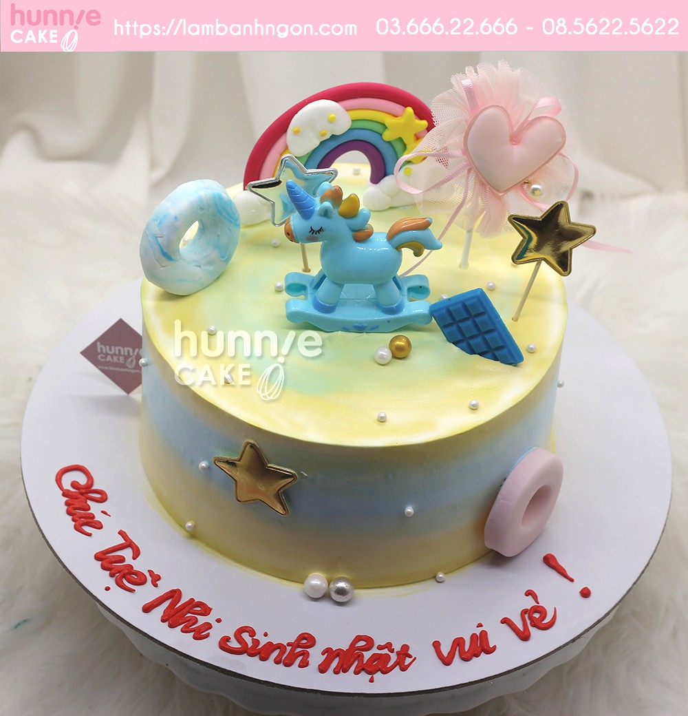 Bánh sinh nhật ngựa pony xanh nhỏ bé đáng yêu cho bé gái 8587 - Đặt bánh  tại Hunnie cake
