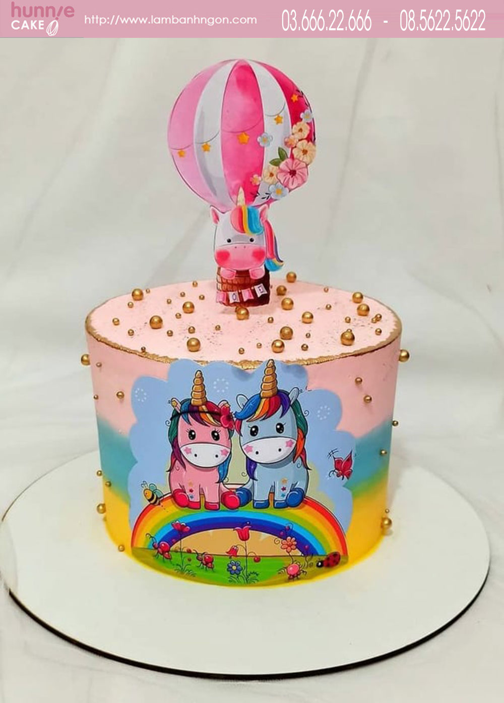 Bánh sinh nhật ngựa thiên thần unicorn lung linh sắc màu bên cầu vồng 7260 - Bánh ngon đẹp