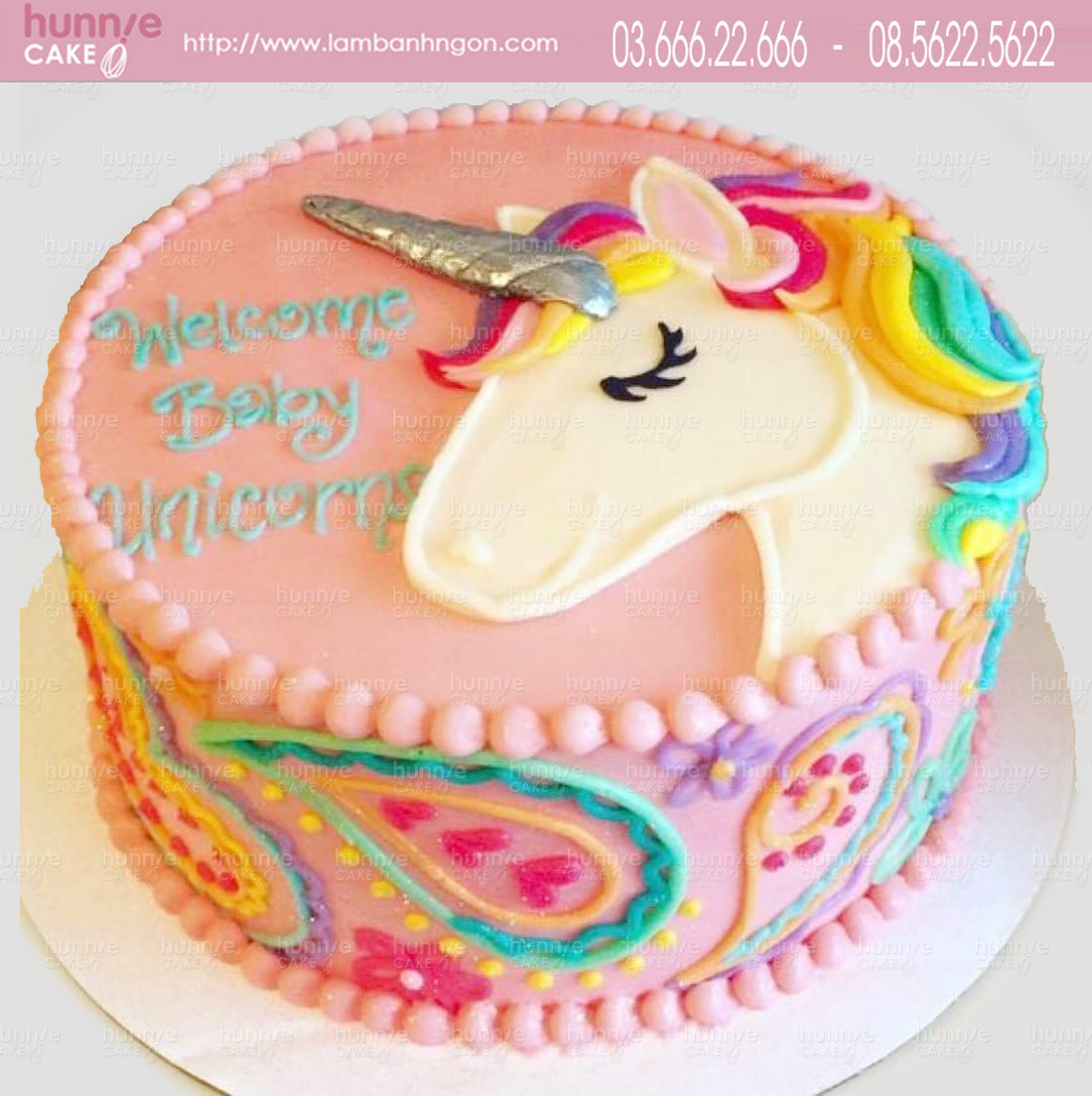 Bánh sinh nhật ngựa Unicorn sắc màu tặng sinh nhật bé gái 6003 - Bánh ngon đẹp