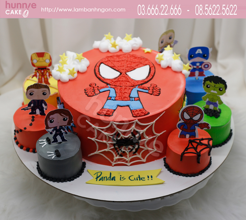 Bánh sinh nhật người nhện siêu nhân Spiderman đẹp nhất cùng các siêu anh hùng 7905 - Bánh ngon đẹp