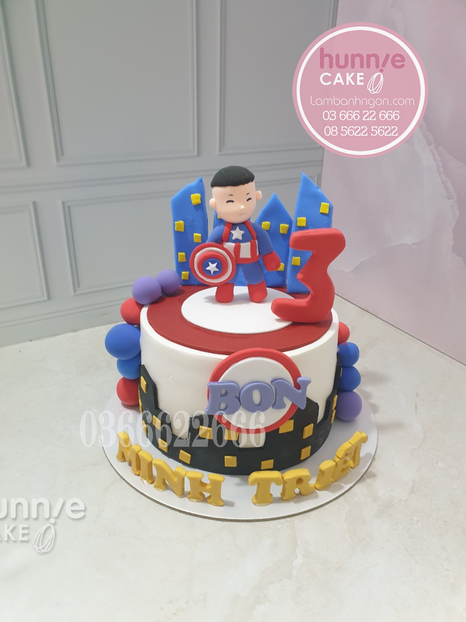 Bánh sinh nhật siêu nhân anh hùng Captain America đẹp tặng bé trai 10860 - Bánh ngon đẹp