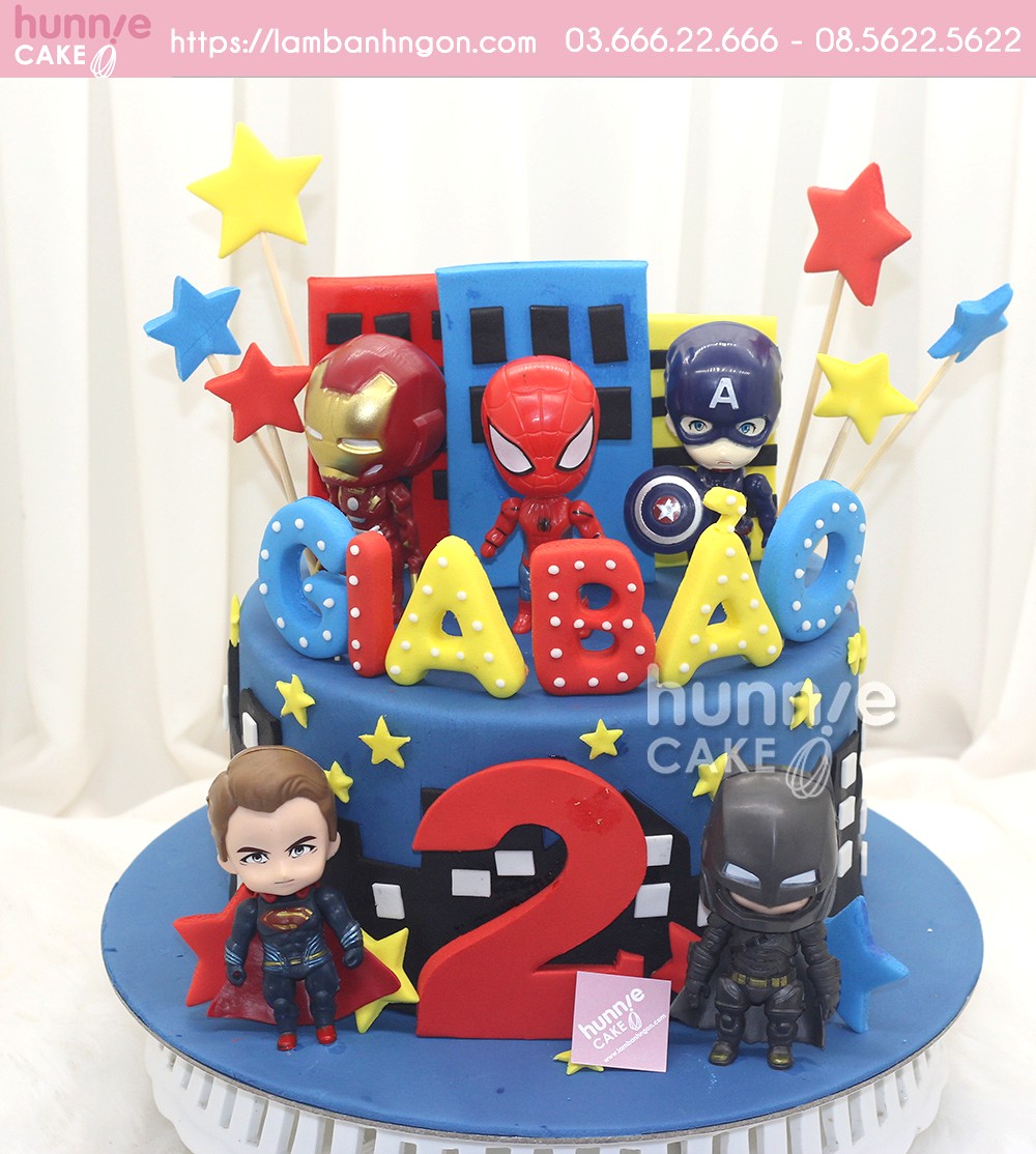 Bánh sinh nhật siêu nhân Avenger quả cảm Hulk, Captiop American, Batman, Spider-Man được bé trai cực kỳ yêu thích 8387 - Bánh ngon đẹp