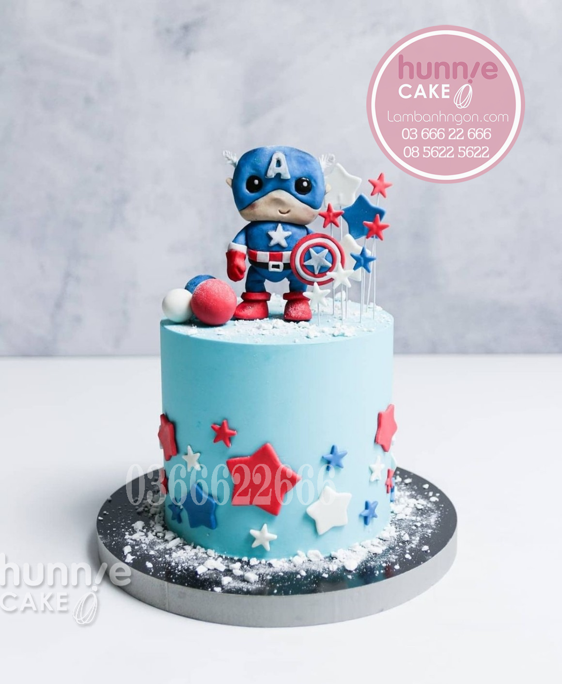 Bánh sinh nhật siêu nhân đội trưởng Mỹ Captain America đẹp ngầu tặng bé trai 10068 - Bánh ngon đẹp