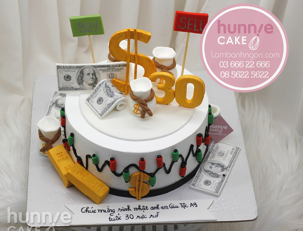 Bánh sinh nhật tặng nhà đầu tư tài chính với nến xanh đỏ đẹp 9540 - Bánh ngon đẹp