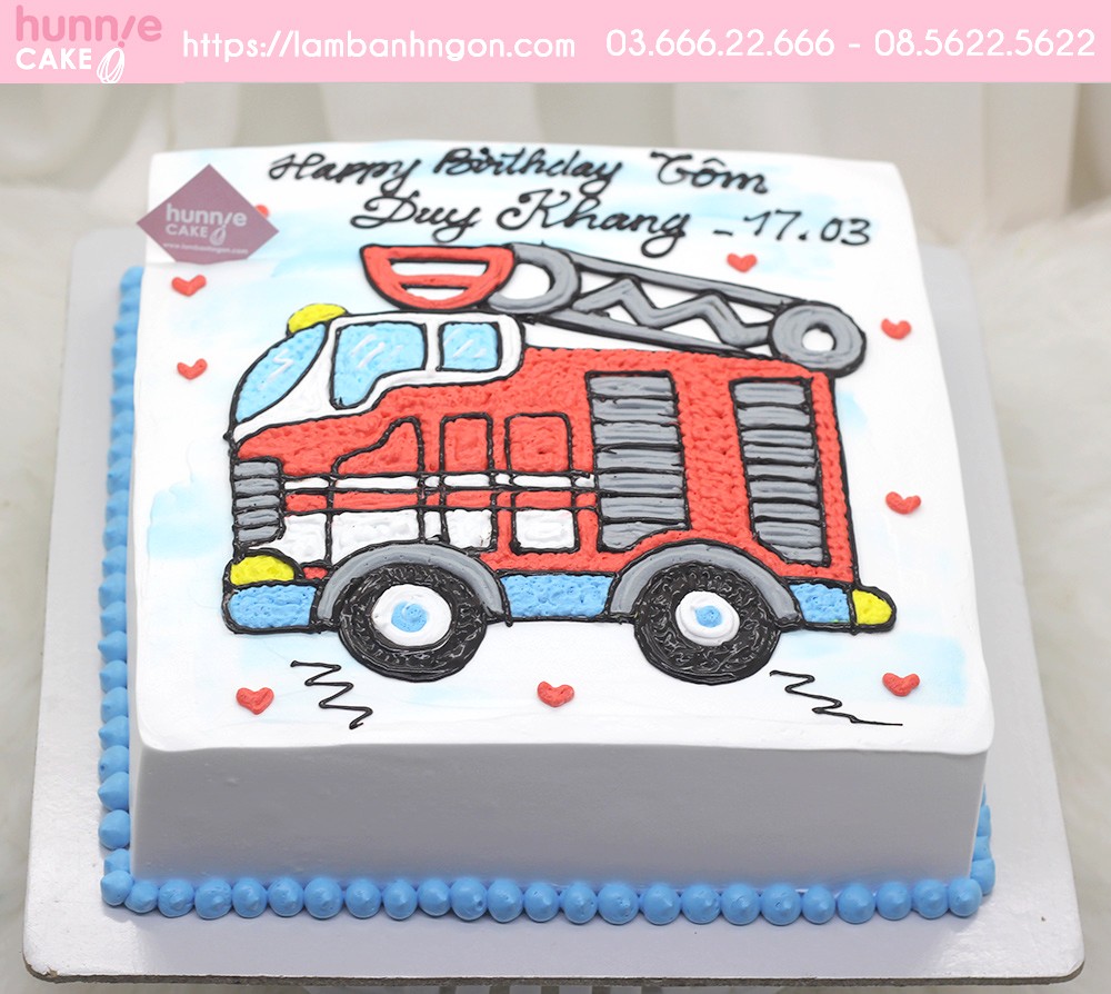 Bánh sinh nhật xe ô tô cứu hỏa đỏ đẹp tặng bé trai ấn tượng 8568 - Bánh ngon đẹp