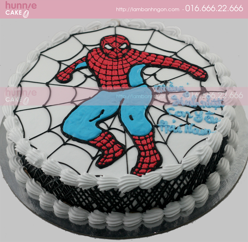 Bánh sinh nhật người nhện Spider Man sẽ làm các bé hứng thú với lễ kỷ niệm ngày sinh nhật của mình. Với hình ảnh của siêu anh hùng trên chiếc bánh này, các bé chắc chắn sẽ háo hức, lắng nghe truyện về những chiến công của Spider Man.