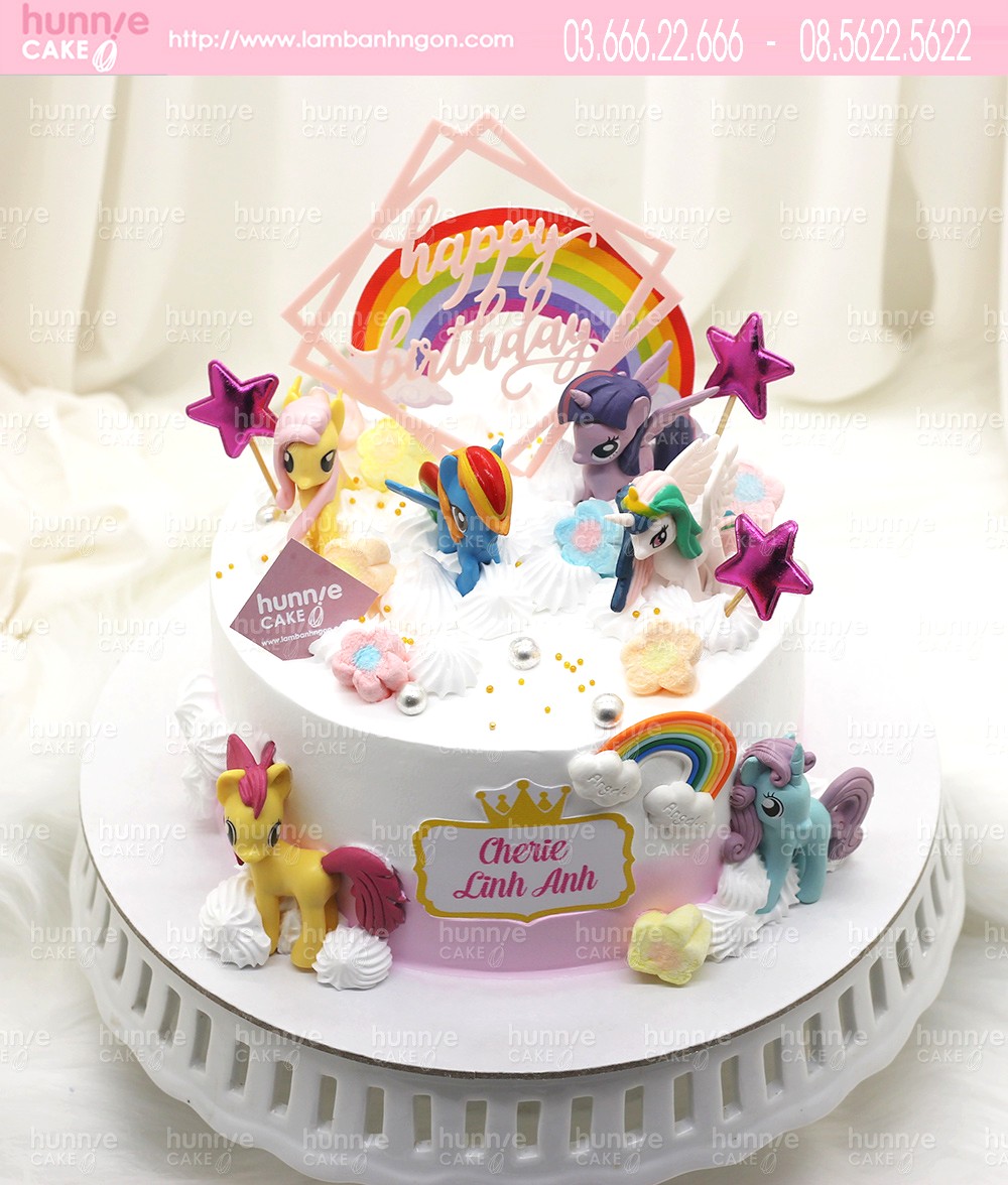 Bánh sinh nhật ngựa pony đẹp lung linh sắc màu tặng sinh nhật bé gái 6800 - Bánh ngon đẹp