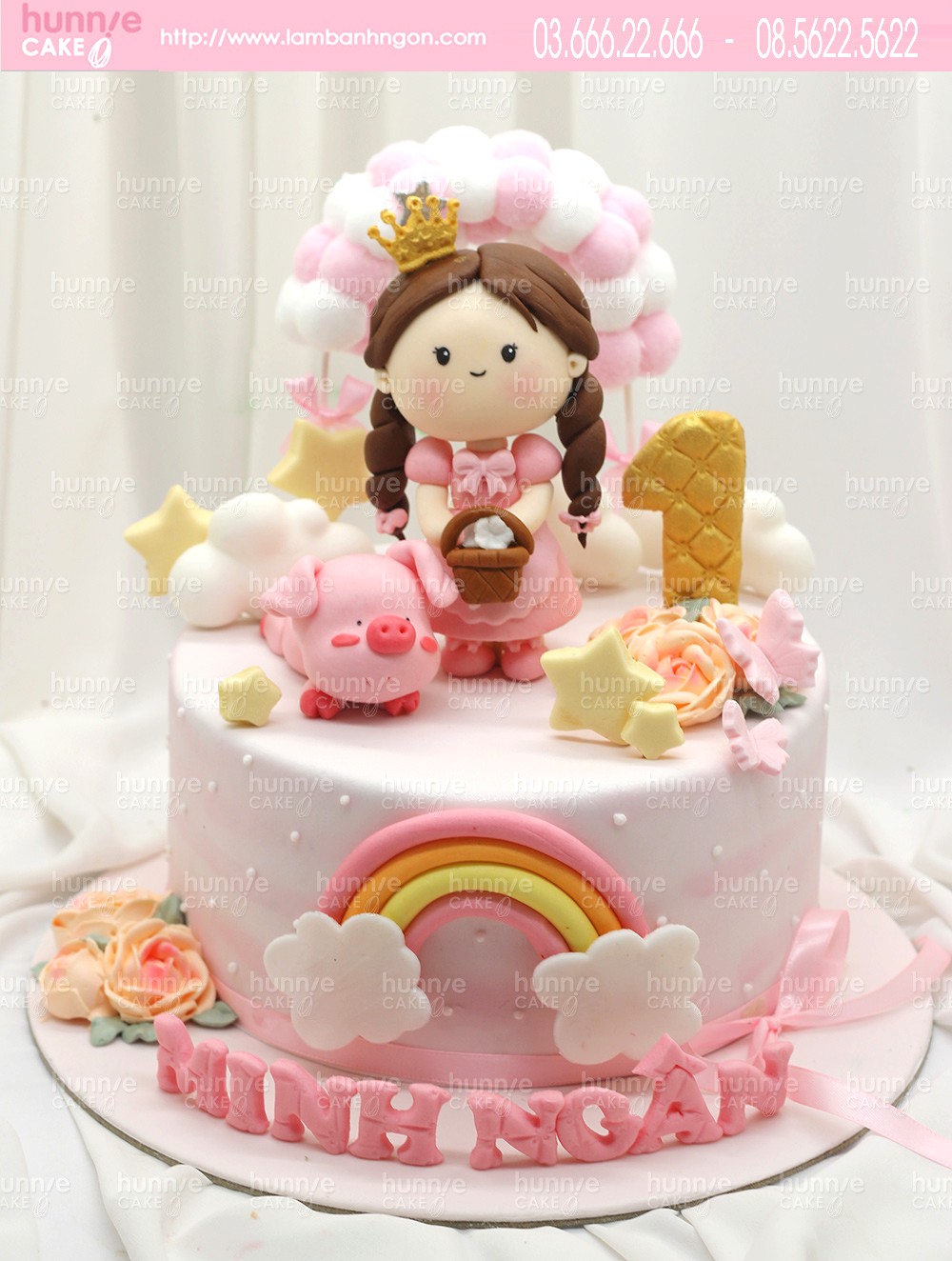 Bánh kem công chúa sinh nhật bé gái 4 tuổi - BB18
