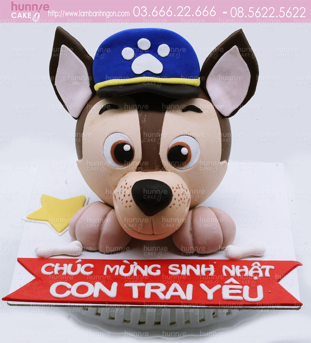 Bánh gato sinh nhật đập kẹo chó cứu hộ Chase xanh dương trong Paw patrol dành tặng bé trai 5626 - Bánh ngon đẹp