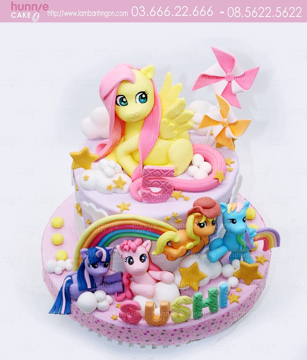 Bánh sinh nhật fondant ngựa pony Fluttershy nhút nhát siêu đáng yêu tặng sinh nhật bé gái 5996 - Bánh ngon đẹp