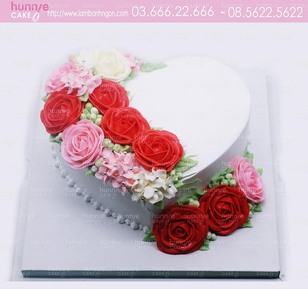 Bánh gato sinh nhật hình trái tim hoa hồng 3d lãng mạn và đẹp mắt ...