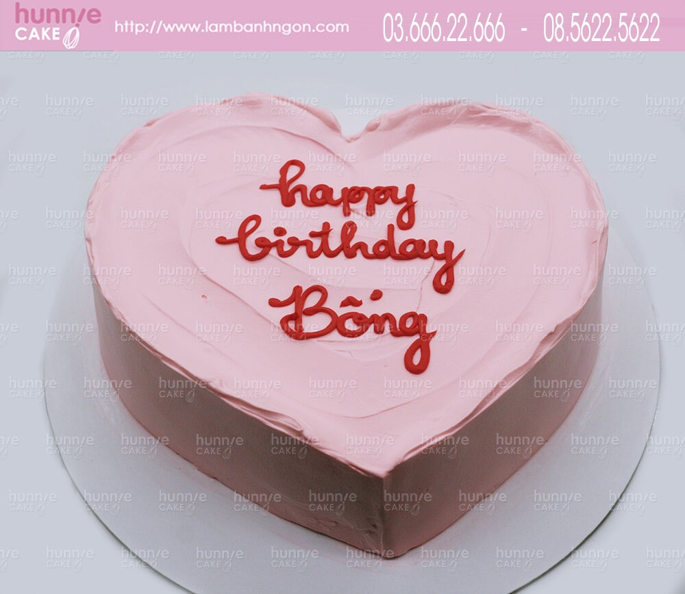 Bánh sinh nhật trái tim màu hồng viết thông điệp đáng yêu 5991 ...